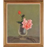 Paul Séchaud (1906-1982)	 Roses coupées	 huile sur toile	 signée	 55x46 cm