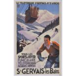 Roger Broders (1883-1953)	 "St. Gervais-les-Bains"	 c. 1930	 affiche	 lithographie couleur