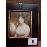 A 19th Century painted miniature - Portrait of Mrs Strang, framed