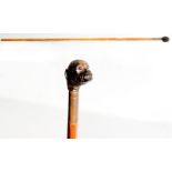 A walking cane with carved monkey head terminal - 34in. long