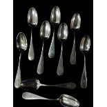 A set of nine sterling silver teaspoons
