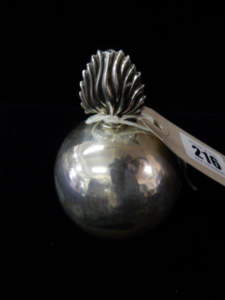 A silver Regimental Mess table lighter of spherical form - Birmingham 1918 - 4 3/4in. high