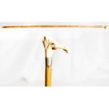 A gentleman's walking cane with ivory elephant form handle - 30 1/2in. long