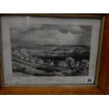 A 19th Century black and white engraving of Bournemouth Near Christchurch Hants in a maple frame and