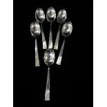 A set of six silver coffee spoons with fluted handles - Sheffield 1944