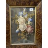 A Victorian watercolour - Still life of flowers, in an oak frame and glazed - 14 1/2in. x 9 1/2in.