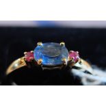 9ct Gold-Sapphire and Ruby Ring.