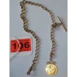 Vintage 9ct Gold Single Albert with Half-Sovereign Fob.
The total weight of the Chain with the