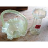 Pair of Vaseline Glass Items