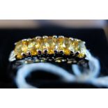 9ct Gold-Yellow Sapphire and Diamond Ring.