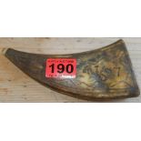 Antique Flattened Powder Horn dated 1697 (condition report-very good for the age)