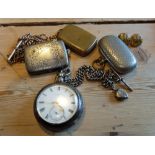 Silver Fusee Pocket Watch and Silver Watch Albert and Odds.