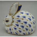 A Royal Crown Derby rabbit paperweight