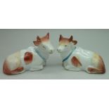 A pair of recumbent models of cows, Derb