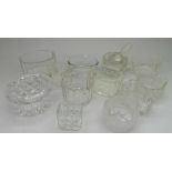 A collection of glass salts and other gl