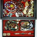 Costume jewellery, etc., weight with box