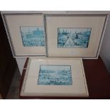 Three L.S Lowry prints, framed
