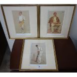 A set of three Spy cricket prints, frame
