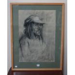 Jone Finerah, portrait of a man, charcoa