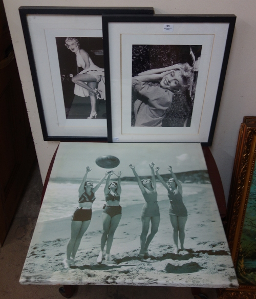 A pair of Marilyn Monroe prints and anot