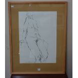 Jone Finerah, female nude study, charcoa