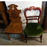 A Victorian mahogany bedroom chair and a