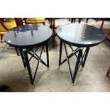 A pair of marble top tables