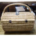 A wicker picnic hamper