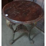 A Victorian mahogany and cast iron pub table