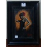 S. Poulter, portrait of a female dancer, acrylic on board, framed
