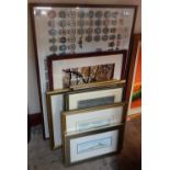 Assorted prints, paintings and a photographic print, framed
