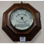 A Myrtle Grove Cigarettes advertising aneroid barometer