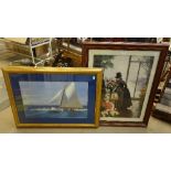 An Impressionist style print and a marine print