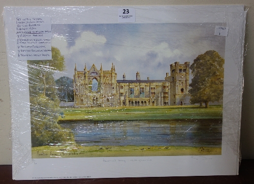 Six K.W. Burton signed limited edition prints, Newstead Abbey, Nottinghamshire, unframed