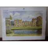 Six K.W. Burton signed limited edition prints, Newstead Abbey, Nottinghamshire, unframed