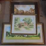 David Coupe, three landscapes watercolour, framed