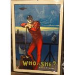 A coloured lithograph, Who Is She?, by E. Hill-Mitchelson, printed by Stafford & Co. Ltd.,