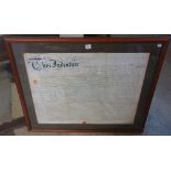 A Victorian indenture, dated 1883, framed