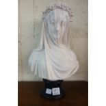 An Italian style bust of a veiled lady