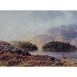 A Charles Stuart Highland mountain landscape print, framed