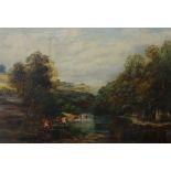 R.M. Campe, Lathkill Dale, Derbyshire, oil on canvas, dated 1889, unframed