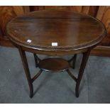 An Edward VII inlaid mahogany oval occasional table and a jardiniere stand