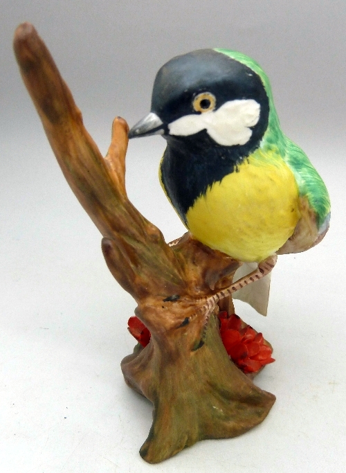 A Staffordshire model bird, no. 281, Great Tit, J. Bromley, height 12cm - Image 2 of 2