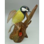 A Staffordshire model bird, no. 281, Great Tit, J. Bromley, height 12cm