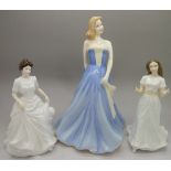 Three Royal Doulton figures, Taylor, HN4496, Harmony, HN4096 and Greetings, HN4250