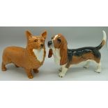 A large Beswick model of a Bassett Hound and a large Beswick model of a Corgi