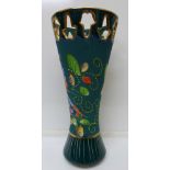 A Belgian hand painted vase, the base marked Quareonon, height 38cm