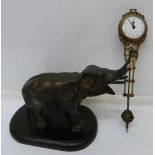 A bronze figure of an elephant with pendulum clock, a/f, length of pendulum 24cm