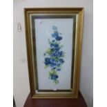 A Victorian oil painting on opaline glass, still life of flowers, framed