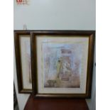 A pair of classical Roman style prints, framed